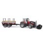 Bruder tractor Massey Ferguson 7480 cu incarcator frontal si remorca pentru lemne